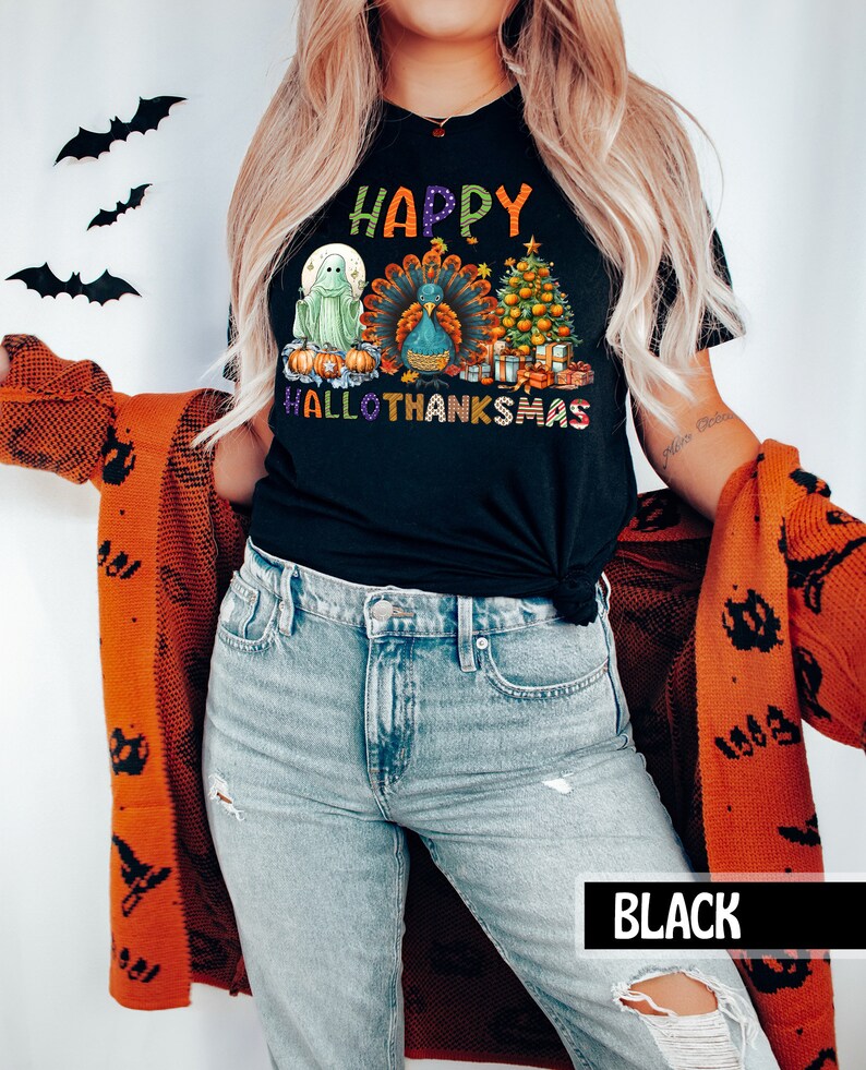 Happy Hallothanksmas Shirt, Halloween Christmas Thanksgiving Shirt, Funny Christmas Shirt, Funny Halloween Shirt