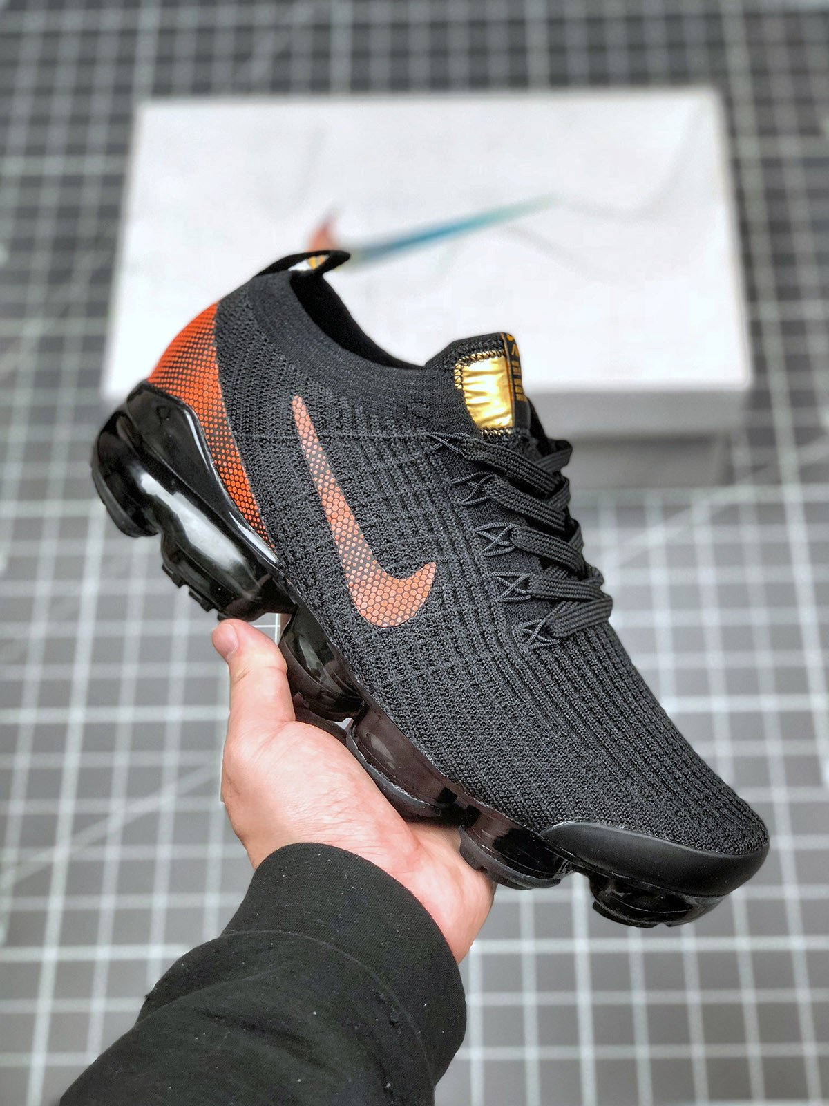 Nike Air VaporMax Flyknit 3 BlackDark Smoke GreyTotal Orange 5338569 ...