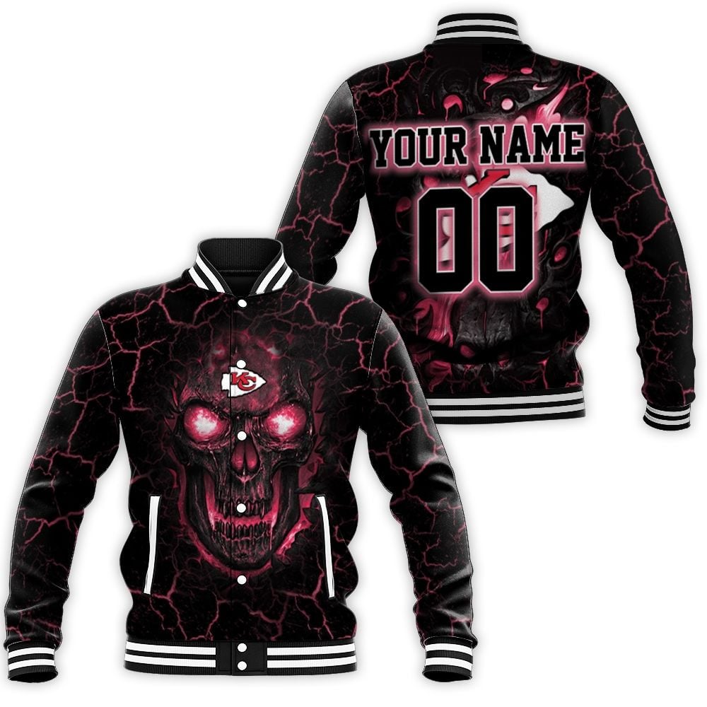 Lava Skull Kansas City Chiefs 3D Personalized Baseball Jacket For Men Women