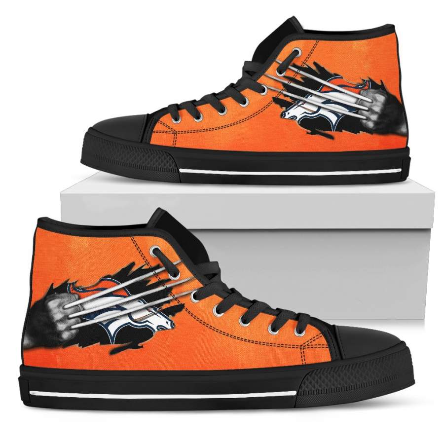 Scratch Of The Wolf Denver Broncos High Top Shoes