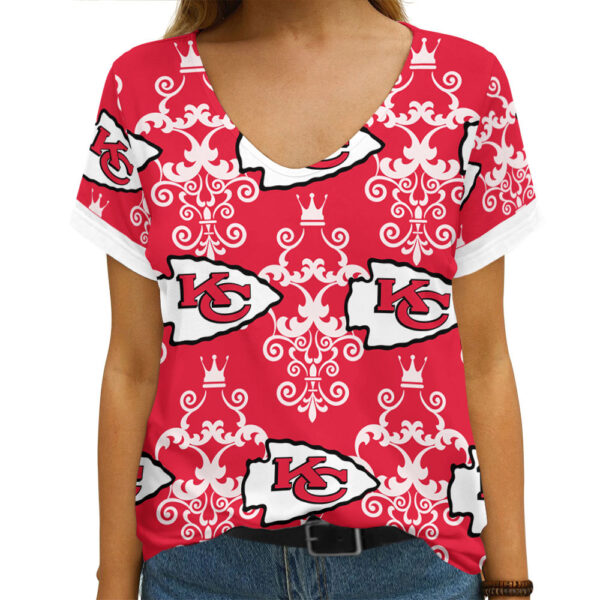 Kansas City Chiefs Summer V-Neck Women T-Shirt 142