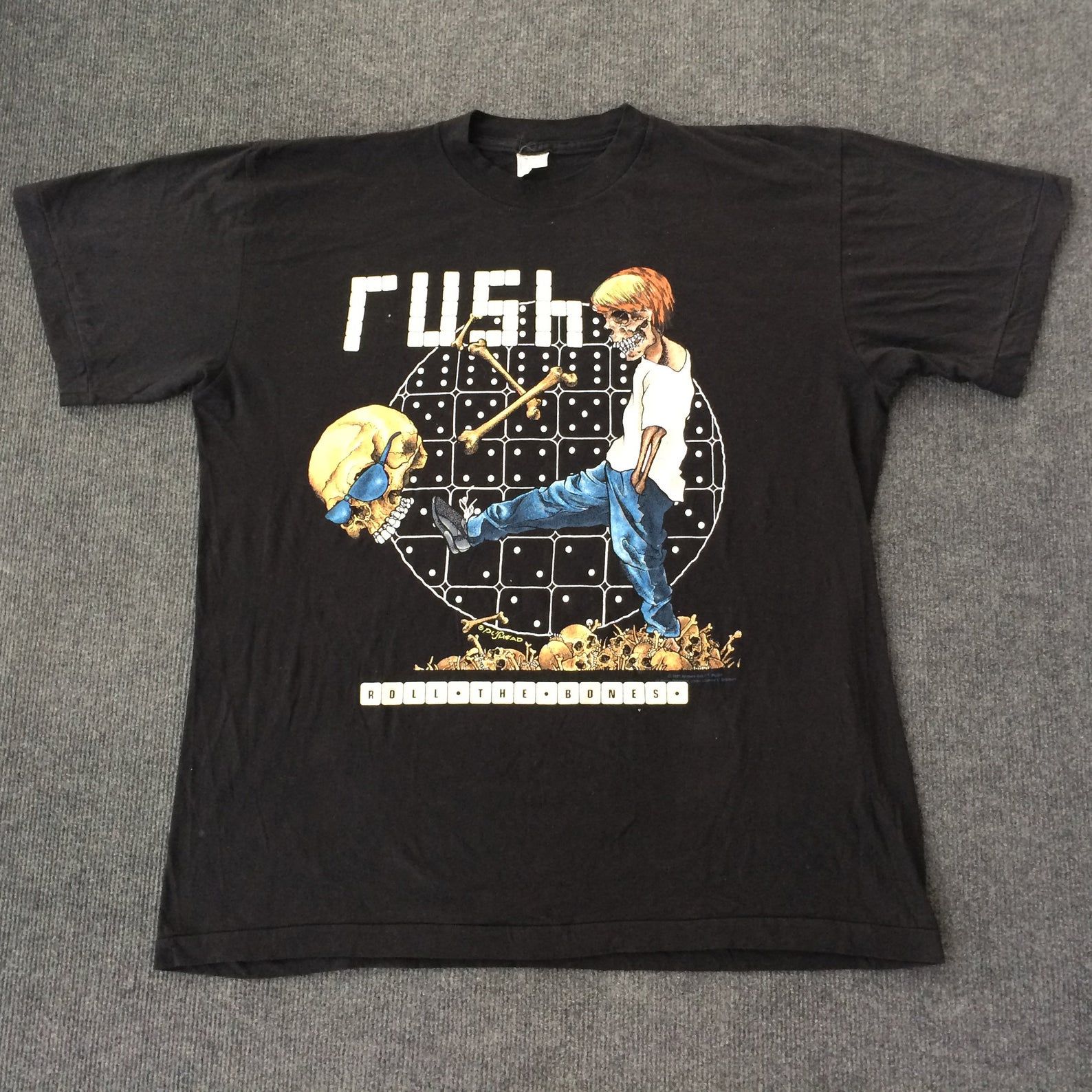 Vintage Rush Roll The Bones Pushead 80s 90s Tour Promo T Shirt