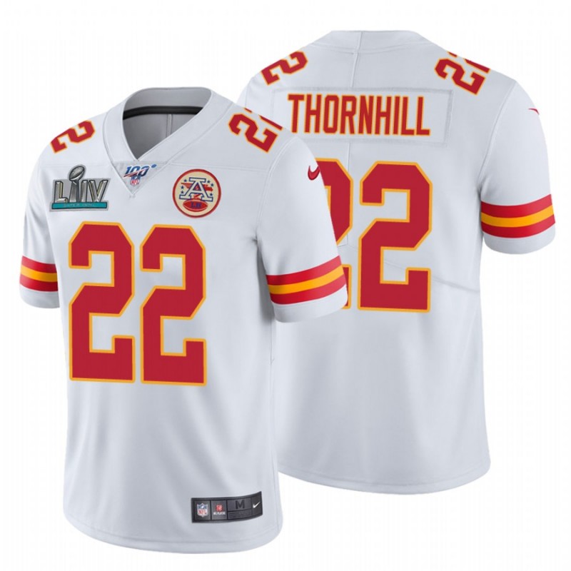 Men’S Juan Thornhill Kansas City Chiefs White Super Bowl Liv White Vapor Limited Jersey – All Stitched, Embroidery