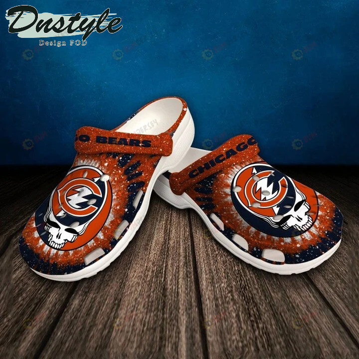 Chicago Bears Skull Pattern Crocss Classic Clogs Shoes In Orange & Blue – Aop Clog