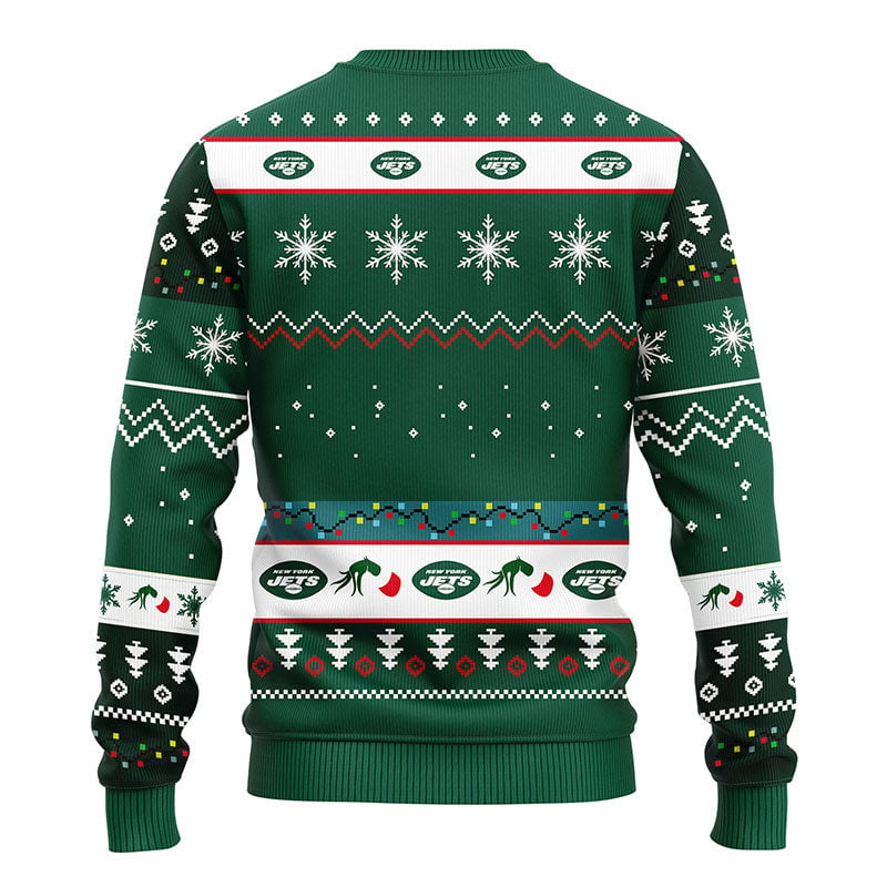 New York Jets 12 Grinch Xmas Day Ugly Christmas Sweater