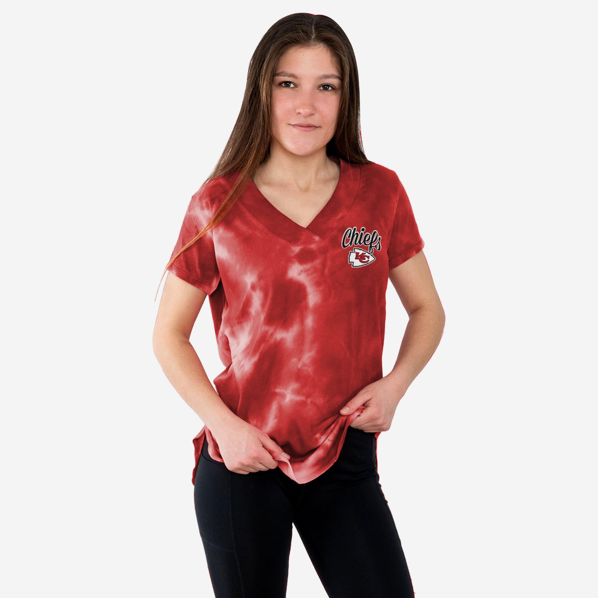 Kansas City Chiefs Womens Tie-Dye Rush Oversized T-Shirt