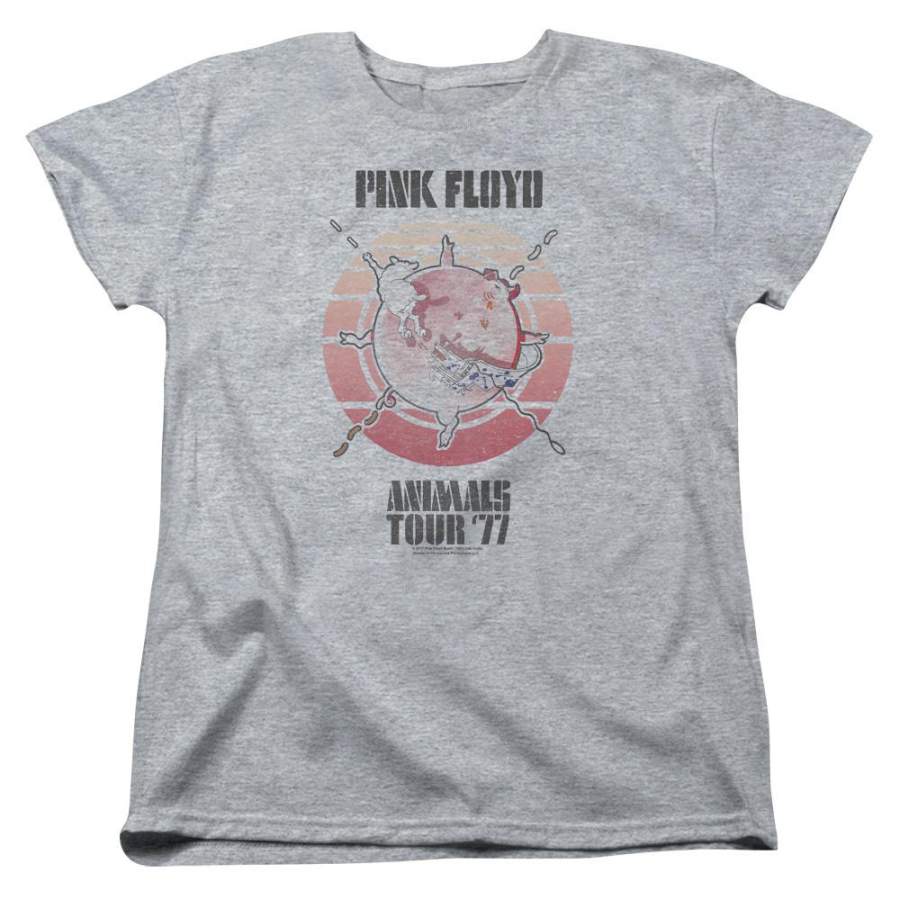 Pink Floyd Animals Tour 77 Womens T Shirt Athletic Heather