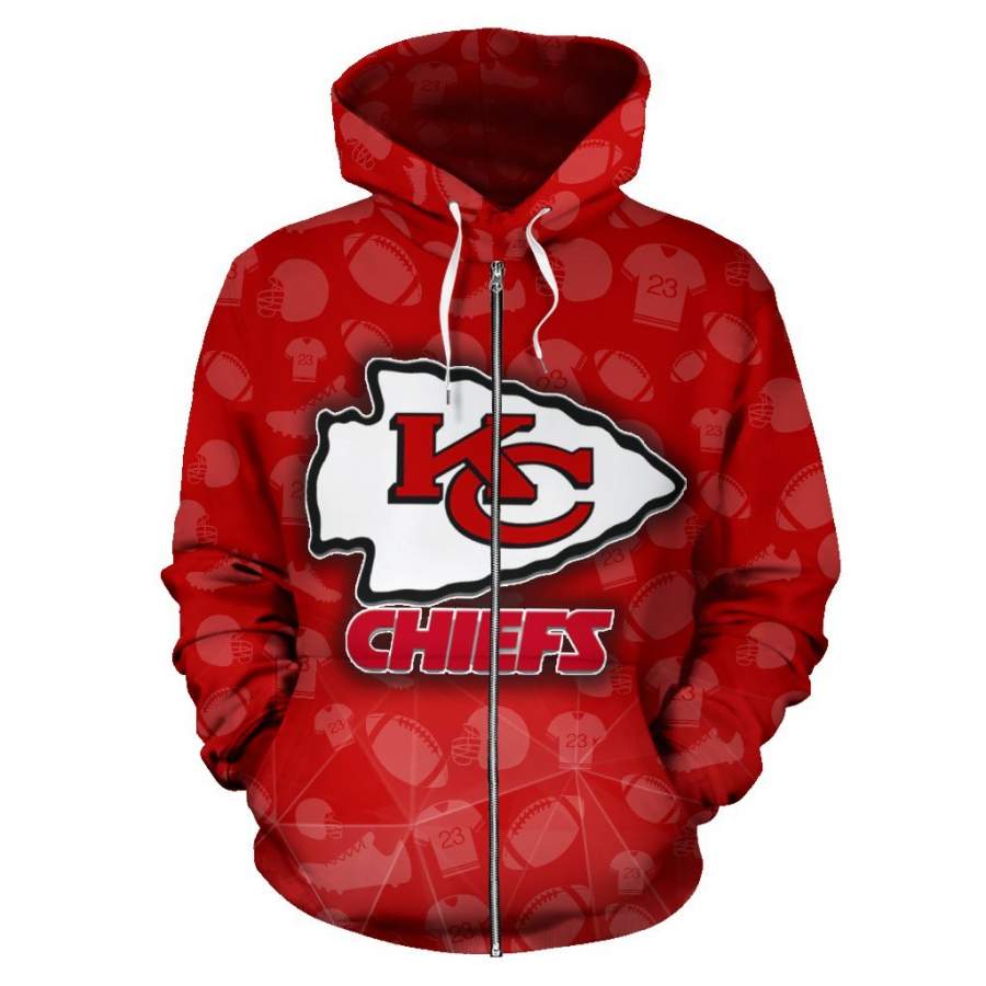 Kansas City Chiefs Zip-up Hoodie All Over Print