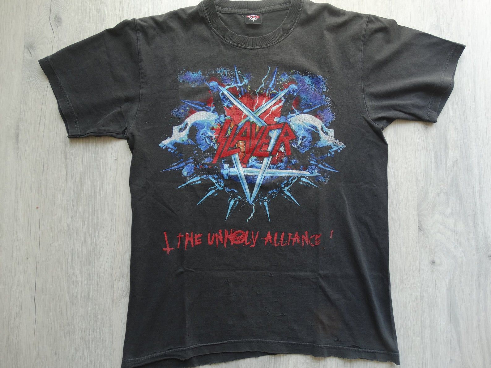 Vintage Slayer T Shirt The Unholy Alliance Tourlamb Of Godmastodonchildren Of Bodomin Flamesthine Eyes Bleedslipknotthrash Metal