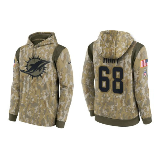 Robert Hunt Miami Dolphins Camo 2021 Salute To Service Veterans Day Therma Pullover Hoodie