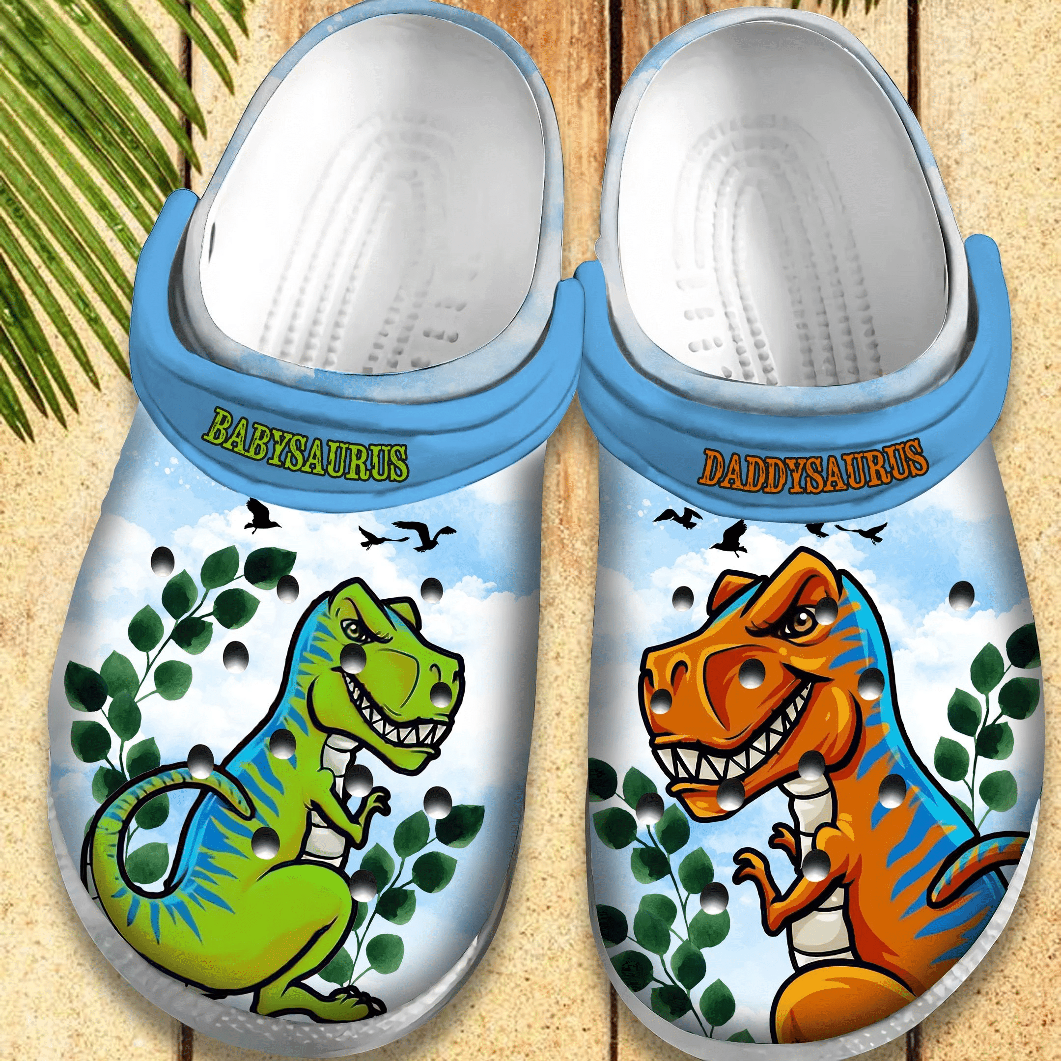 Daddysaurus And Babysaurus Crocs Shoes – Animal Cartoon Crocs Crocbland Clog Birthday Gift For Man Boy Son Father