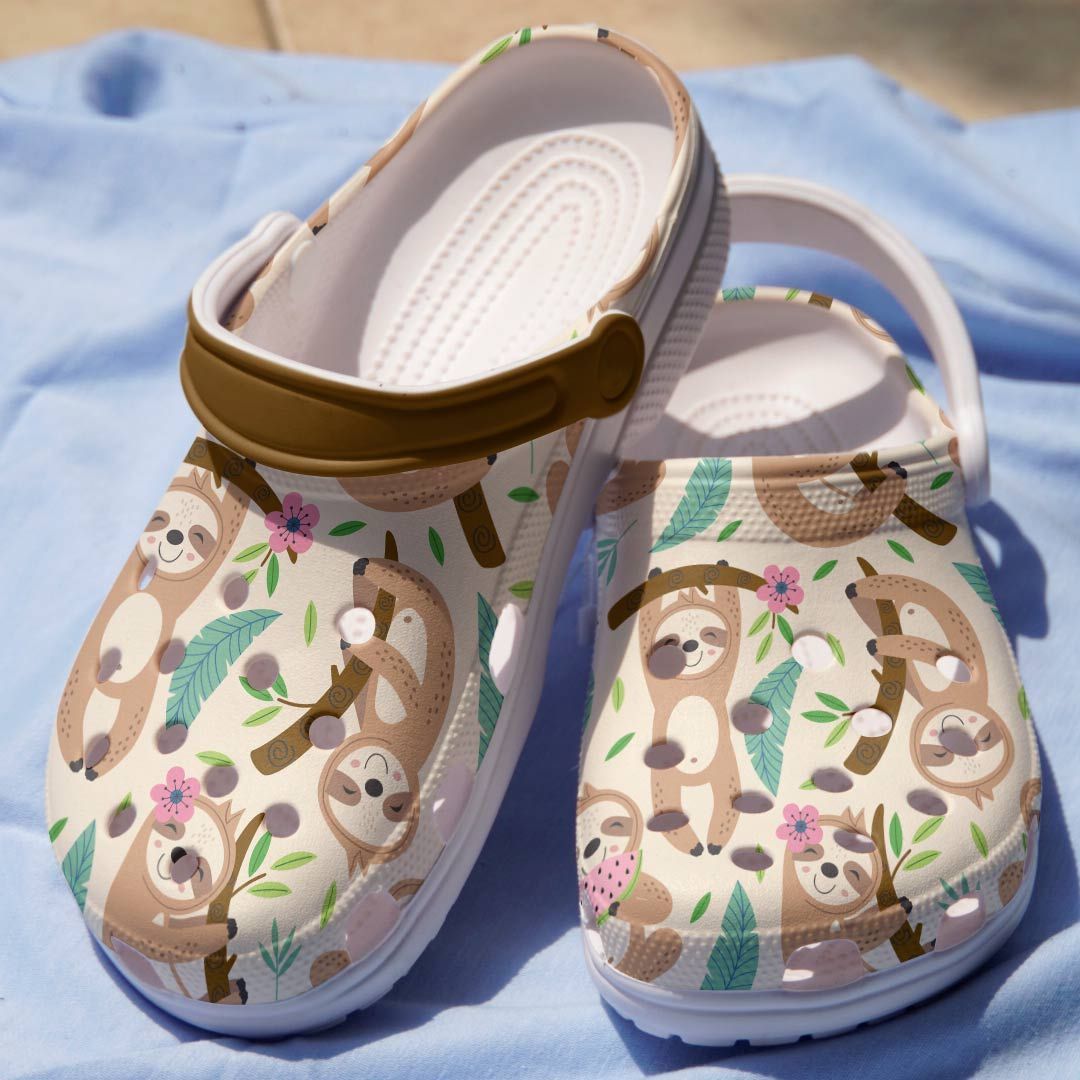 Cute Sloth With Hang In There Shoes – Lovely Animal Crocbland Clog Birthday Gift For Boy Girl Son Daughter