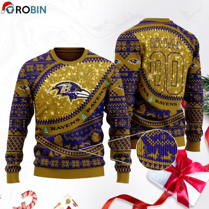 Baltimore Ravens Football Gift For Fan Ugly Wool Sweater Christmas Sweatshirt Swt102