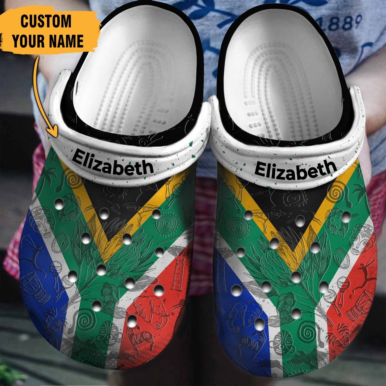 South African Flag For Men And Women Rubber 3D Crocband Clog