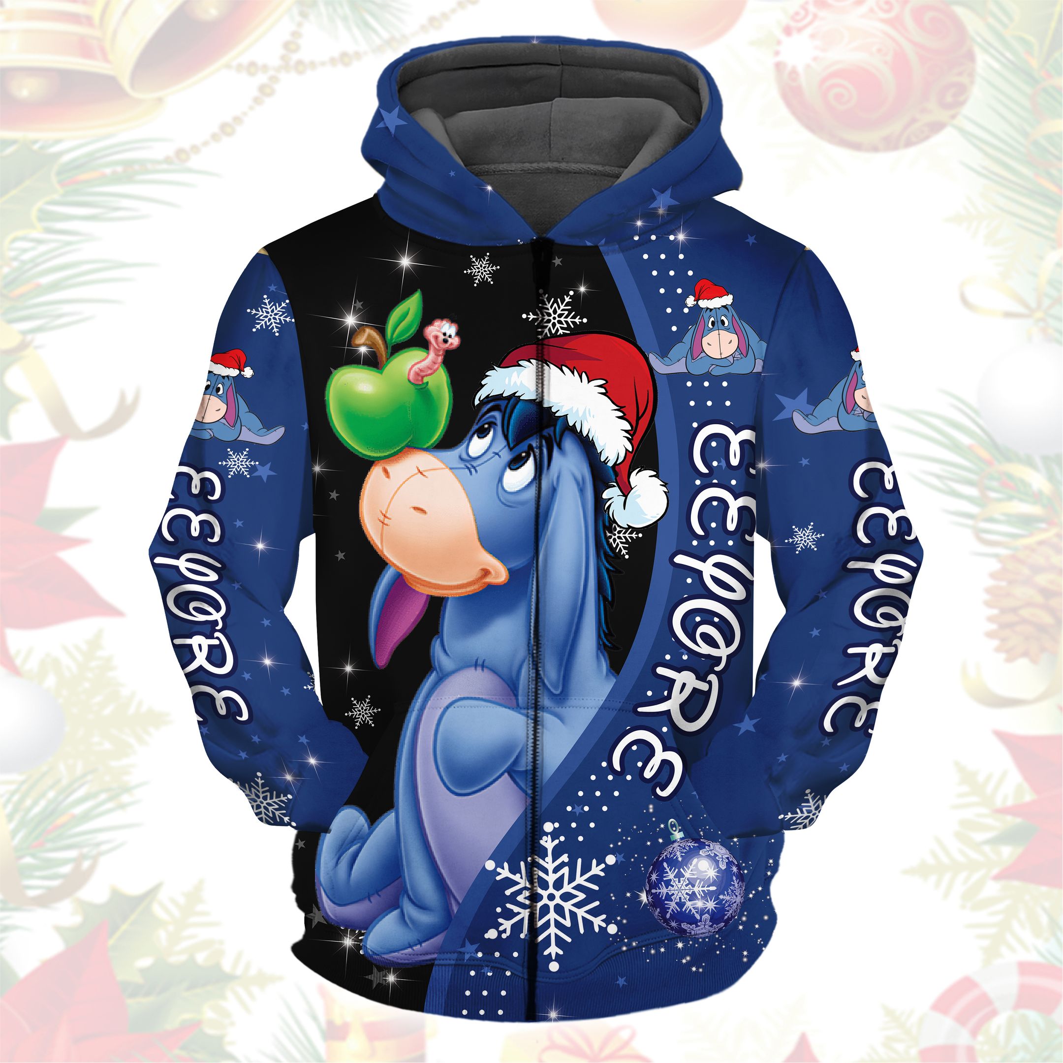 Winnie The Pooh Cartoon Christmas Eeyore Abc Hoodie All Over Printed 3D Unisex Men Women