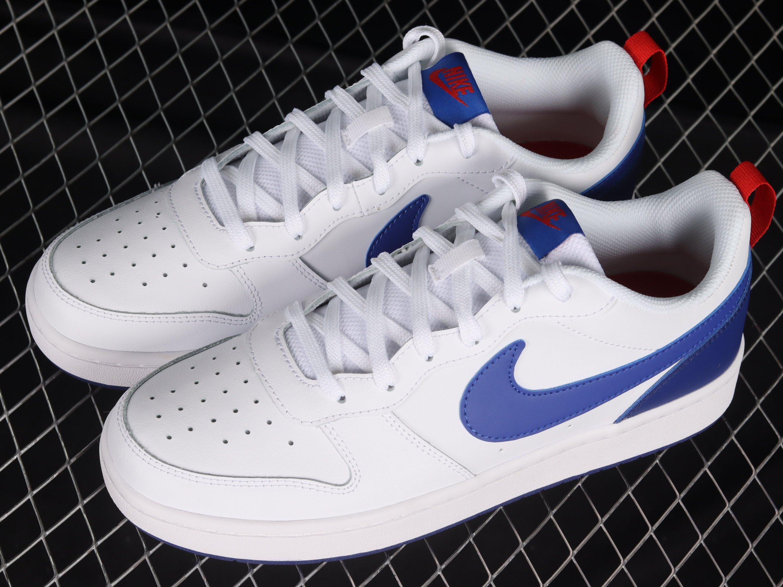 Nike Court Borough Low 2 White Deep Royal University Red Shoes Sneakers ...