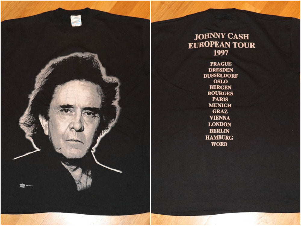 1990’s JOHNNY CASH vintage rare concert 1997 Euro Tour original rockabilly country blues rock t shirt