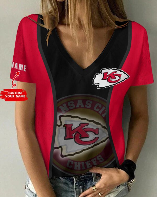 Kansas City Chiefs Personalized Summer V-Neck Women T-Shirt Bg414