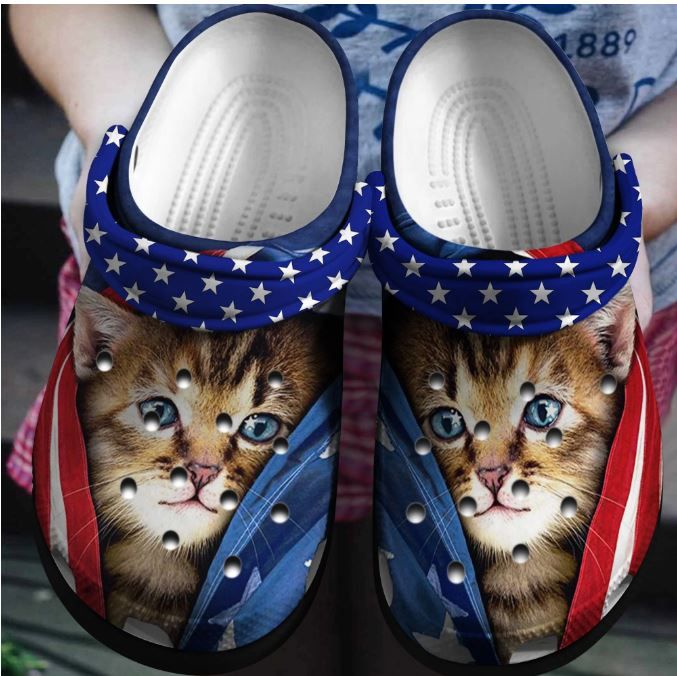 Cute Cat Us Shoe Crocs 4Th Of July – Animal Happy Independence America Crocbland Clog Birthday Gift For Woman Man