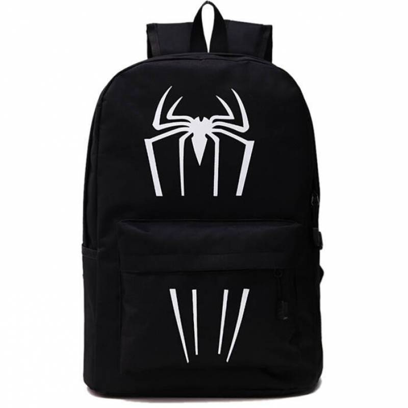 Women Men Black Spider Man Canvas Travel Backpack for Teenage Girls Boys School Bag