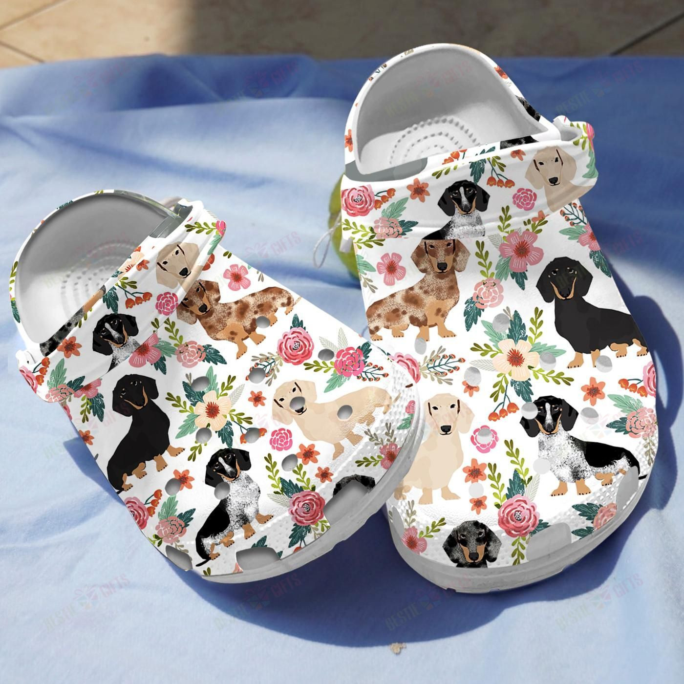 Floral Dachshund Crocs Classic Clogs &hellip;