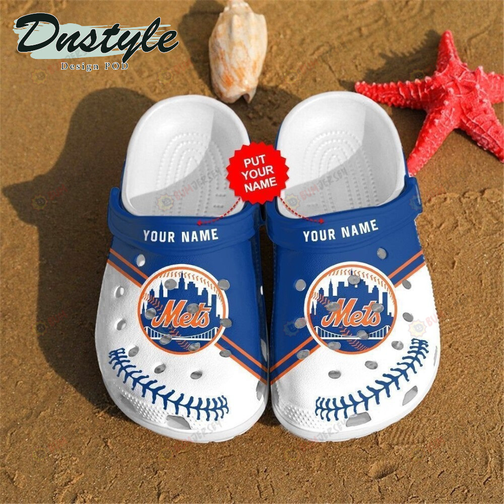 New York Mets Custom Name Pattern Crocs Classic Clogs Shoes In Blue & White – Aop Clog