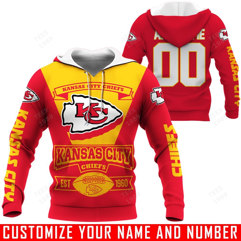 Kansas City Chiefs – EST 1960 – CUSTOMIZE NAME AND NUMBER – HOT SALE 3D PRINTED – NOT IN STORE