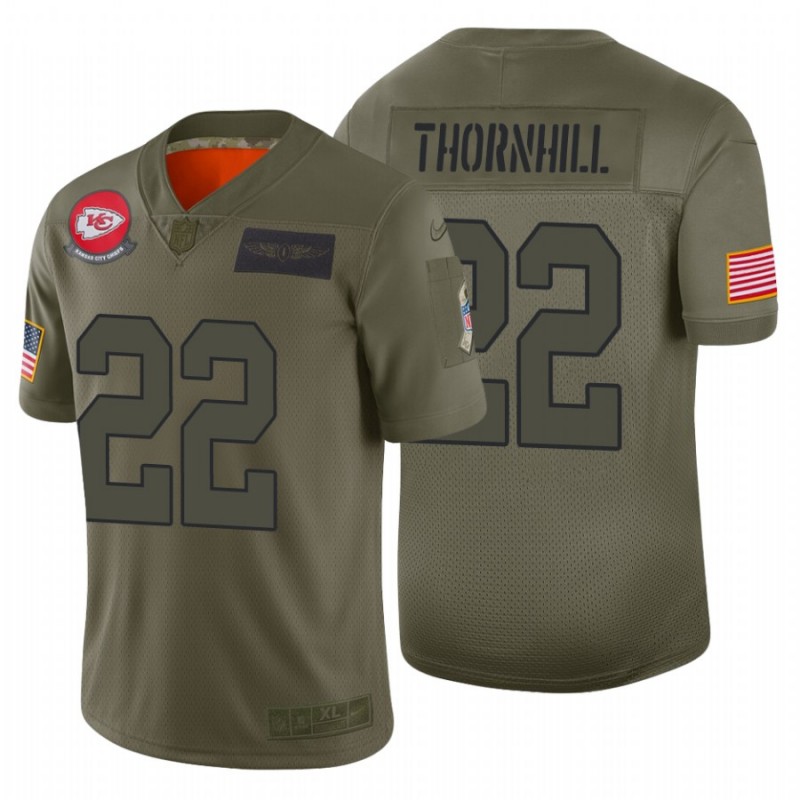 Men’S #22 Juan Thornhill Kansas City Chiefs Camo 2019 Salute To Service Limited Jersey – All Stitched, Embroidery