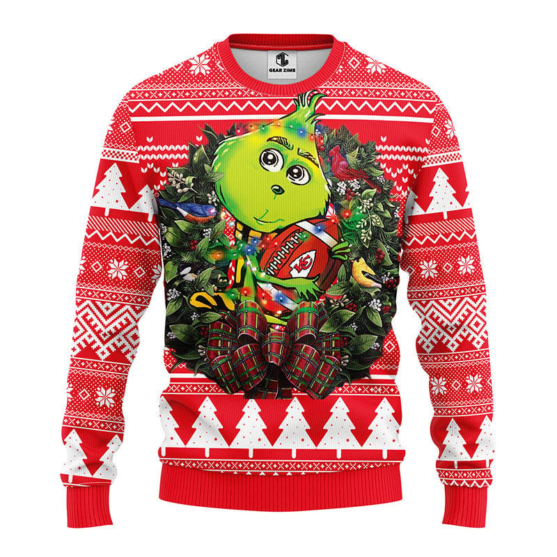 Kansas City Chiefs Grinch Hug Ugly Christmas Sweater