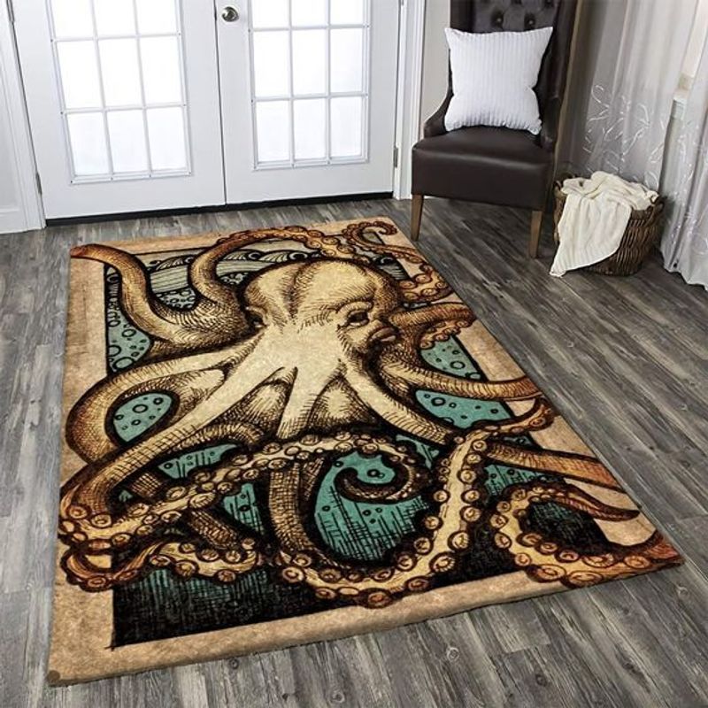 Vintage Octopus Rectangle Zz12150 Rug Carpet Area Rug For Living Room Bedroom Rug Home Decor