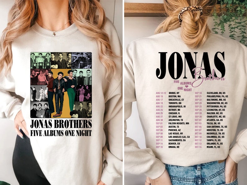 Jonas Brothers Full Album Shirt, Jonas Brothers Tour Shirt, Five Albums One Night Tour Shirt