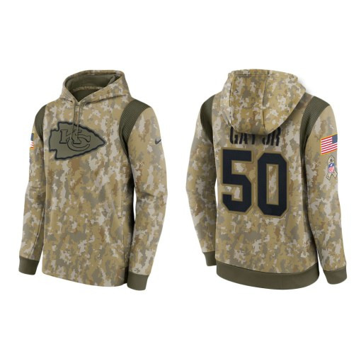 Willie Gay Jr. Kansas City Chiefs Camo 2021 Salute To Service Veterans Day Therma Pullover Hoodie