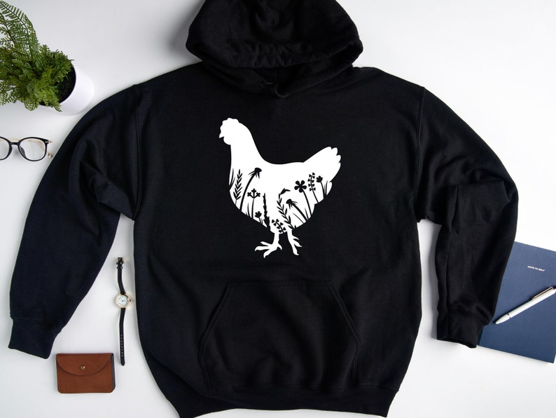 Floral Chicken Hoodie, Farm Sweatshirt, Chicken Hoodie, Country Hoodie, Farm Hoodie, Women’S Chicken Hoodie
