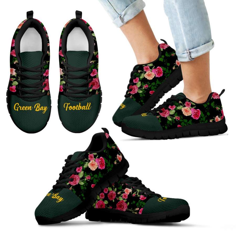 Vintage Floral Name Green Bay Packers Sneakers