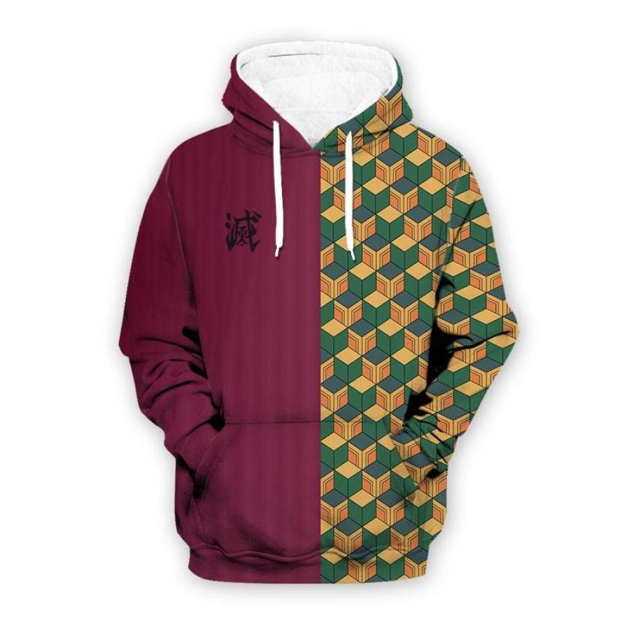 Tomioka Giyuu Classic Color Overlap Pattern  Demon Slayer Kimetsu No Yaiba Hoodie