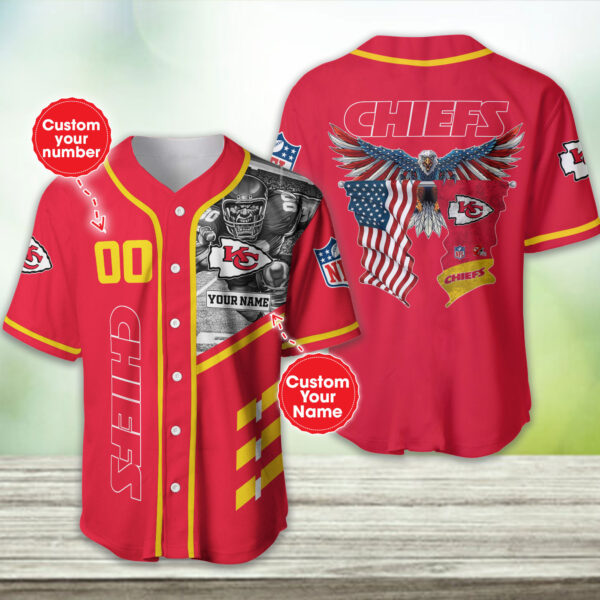 Kansas City Chiefs Personalized Baseball Jersey Bg403