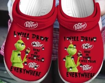 The Grinch Crocs Crocband Clog Grinch I Will Drink Dr Pepper Crocs 3D Clogs For The Grinch Film Lover Funny Grinch Crocs