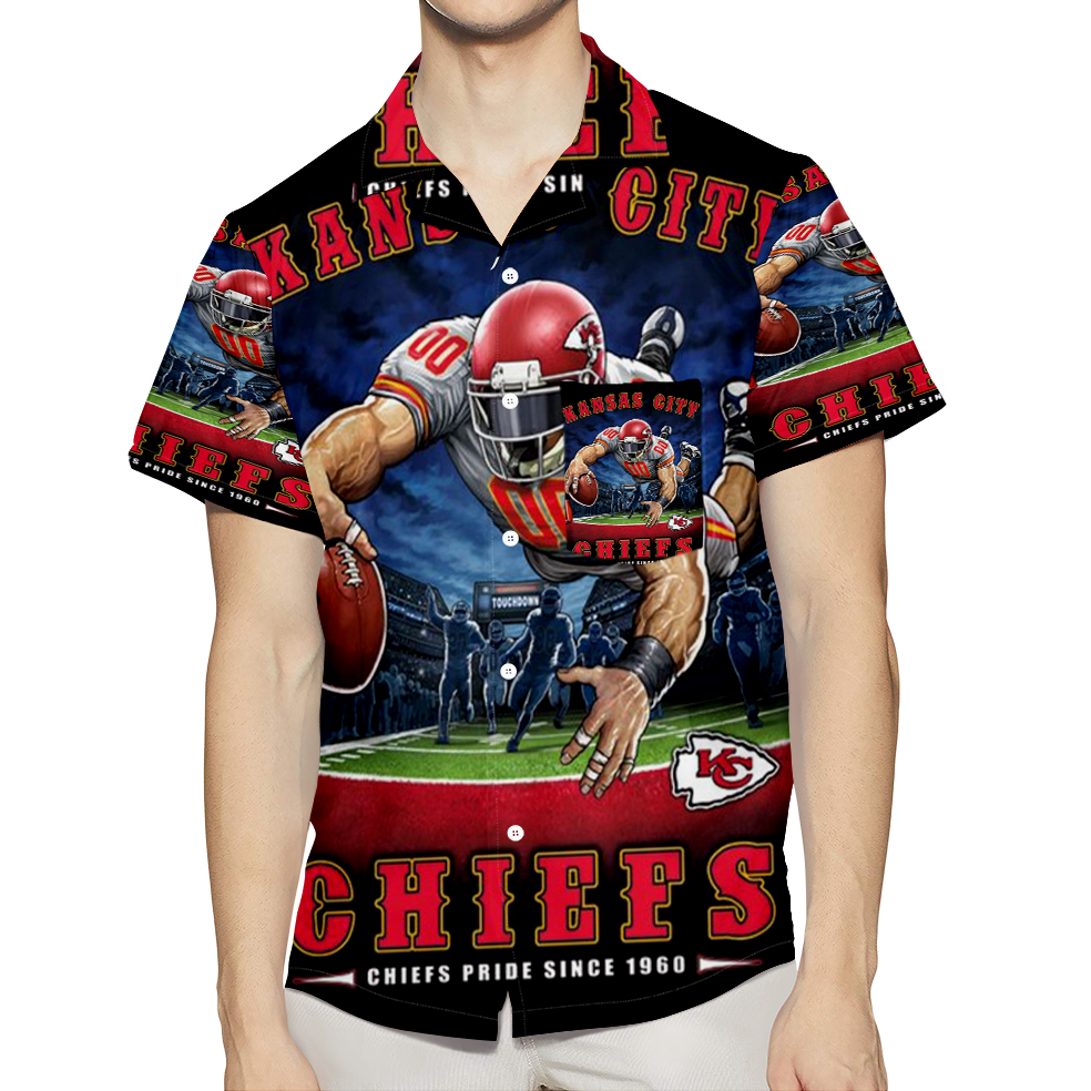 Kansas City Chiefs Mascot 3D All Over Print Summer Beach Hawaiian Shirt With Pocket