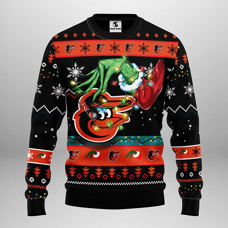 Baltimore Orioles Grinch Ugly Christmas Sweater