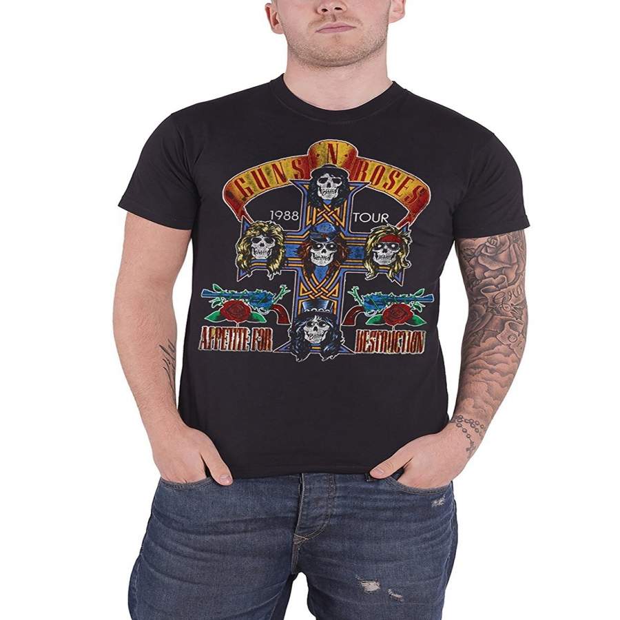 Men’s Summer Fashion T-shirt Guns N Roses T Shirt Nj Summer Jam 1988 Vintage Logo Mens Black  Size: S M L XL XXL XXXL