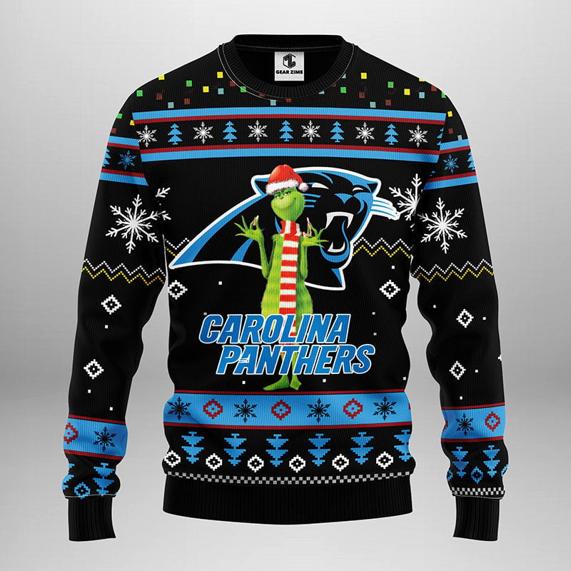 Carolina Panthers Funny Grinch Ugly Christmas Sweater