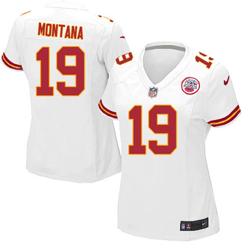 Women Joe Montana #19 Kansas City Chiefs White Away Limited Jersey