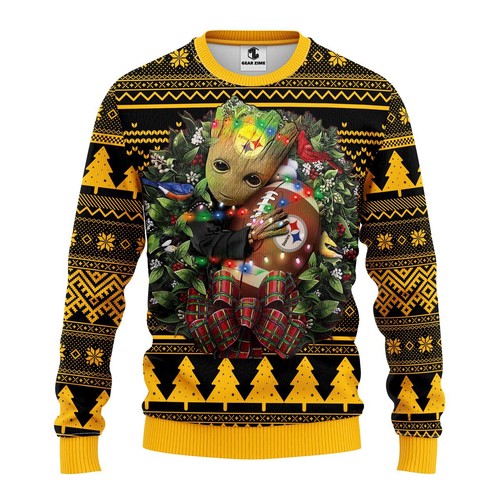 Pittsburgh Steelers Groot Hug Christmas Gift For Fan Ugly Wool Sweater Christmas