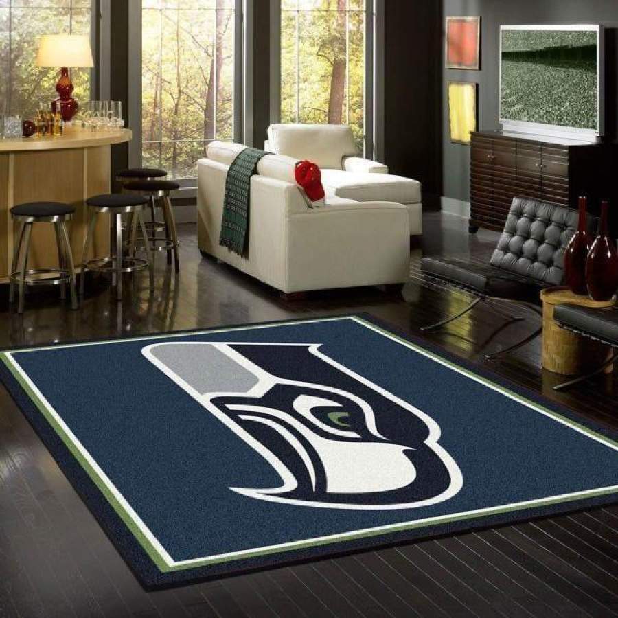 Seattle Seahawks Area Rug, Team Spirit, Football Team Logo Carpet, Living Room Rugs Floor Decor 281112