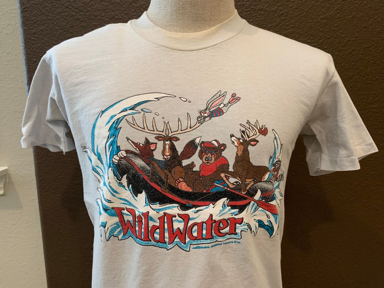 Vintage 80’s Wild Water Forest Animals Grey T Shirt M