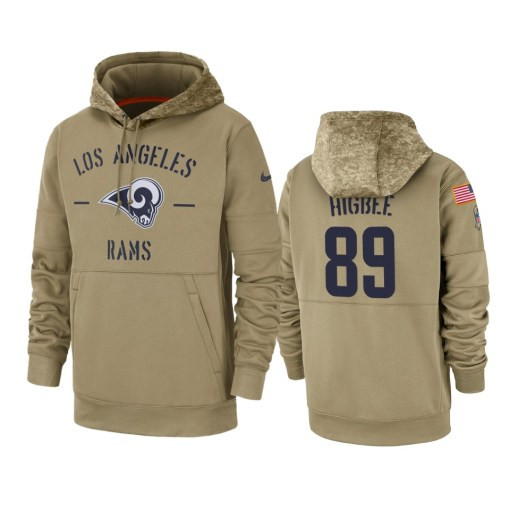 Los Angeles Rams Tyler Higbee Tan 2019 Salute To Service Sideline Therma Pullover Hoodie