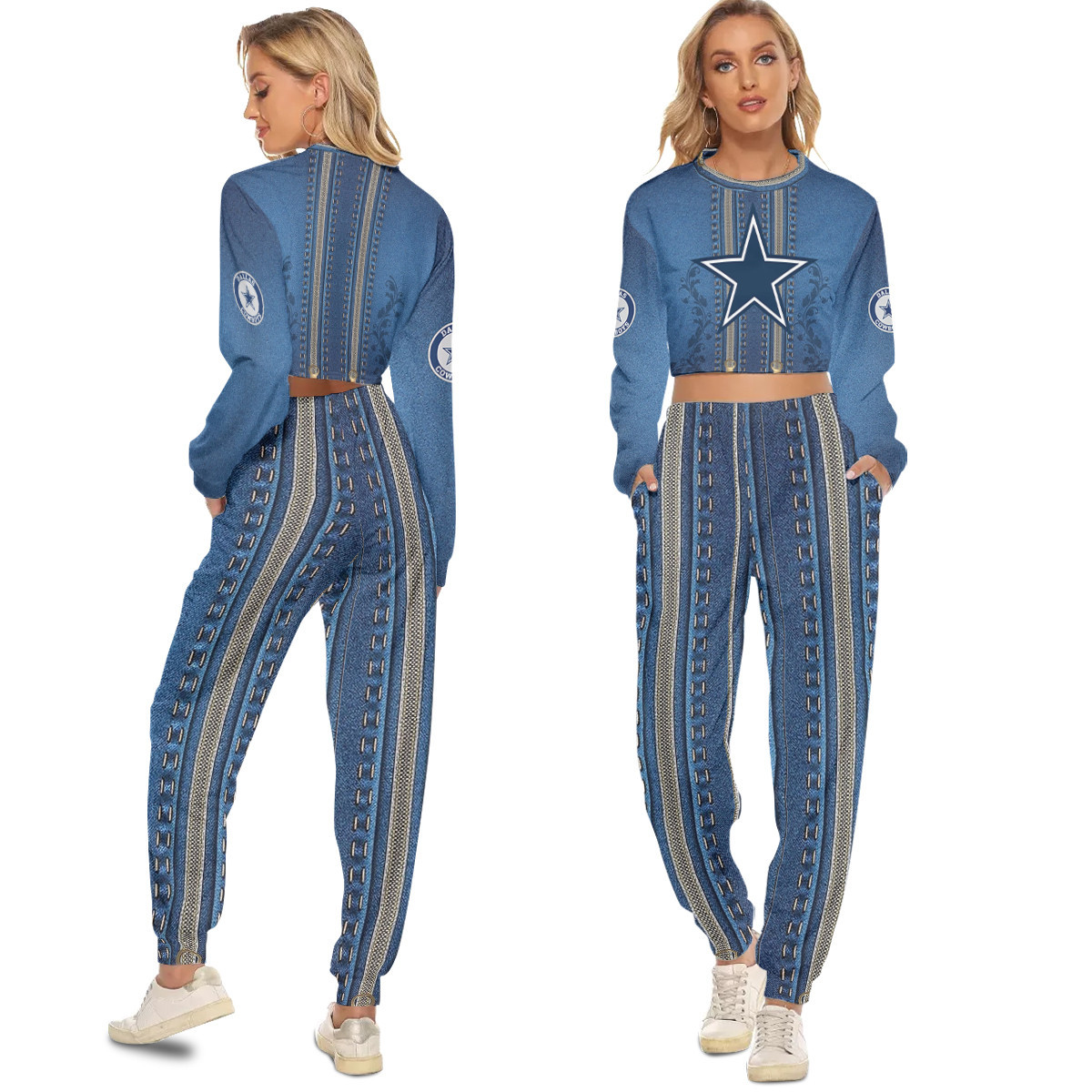 Dallas Cowboys Crop Sweatshirt Suit 47