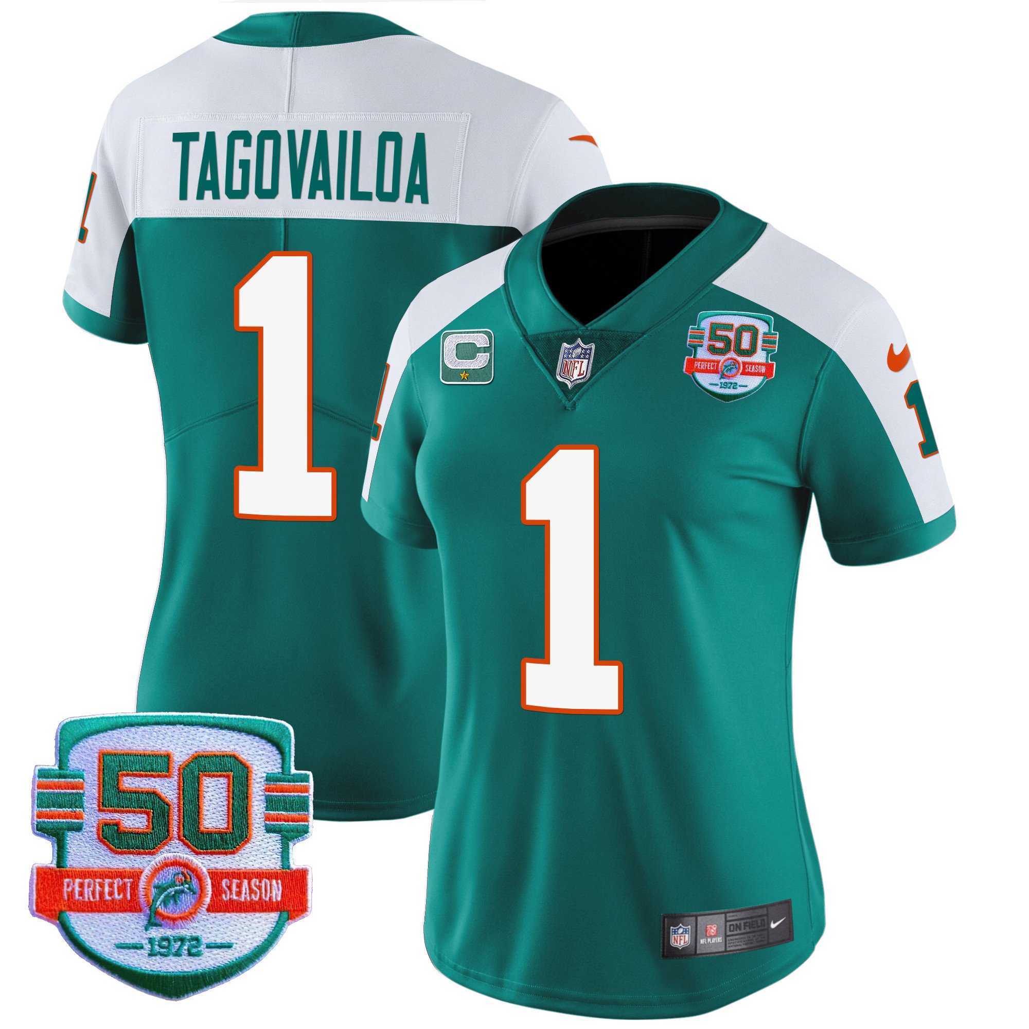 Women’S Dolphins Throwback Vapor Jersey – All Stitched