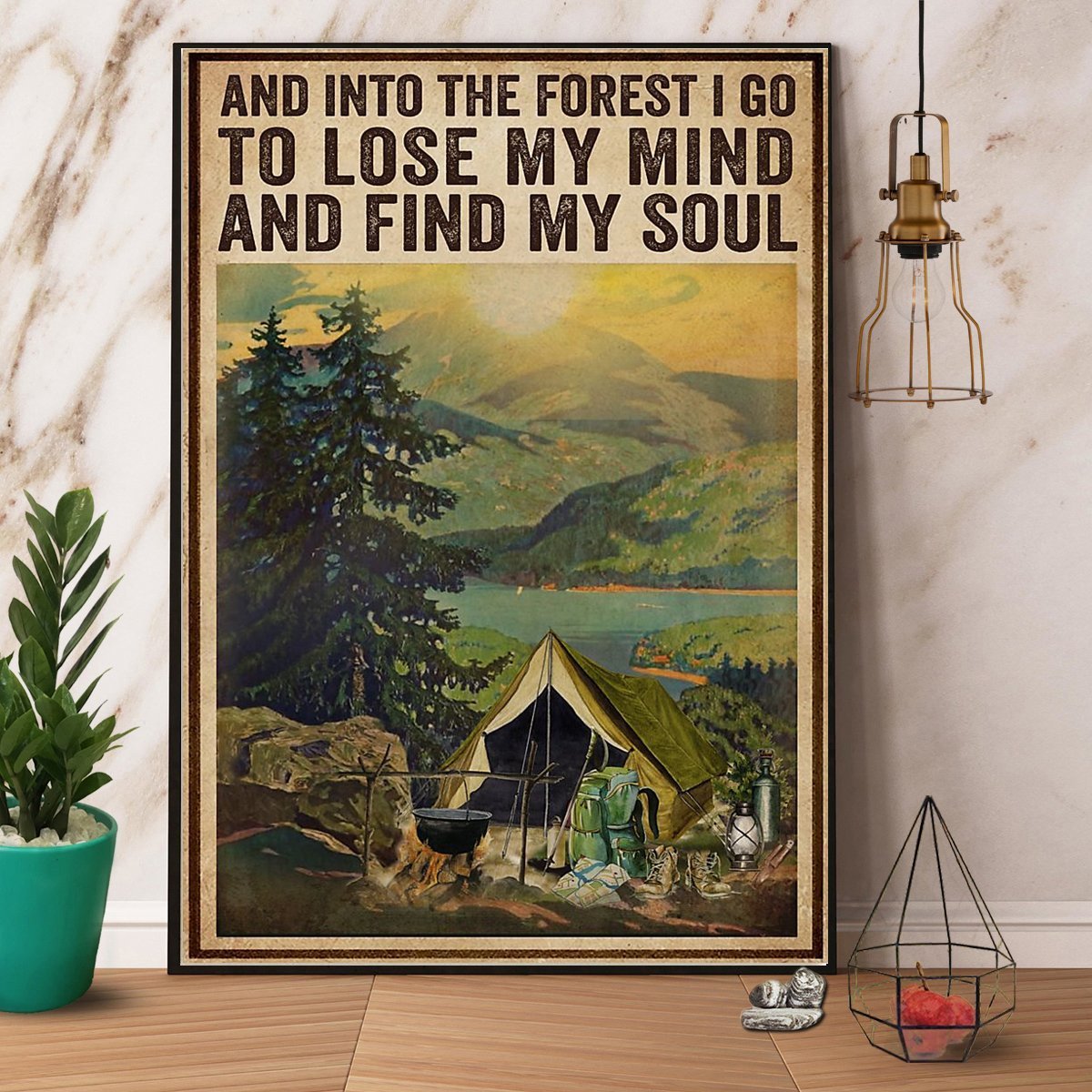 Camping Vintage And Into The Forest I Go To Lose My Mind Find My Soul  Poster No Frame Matte Canvas