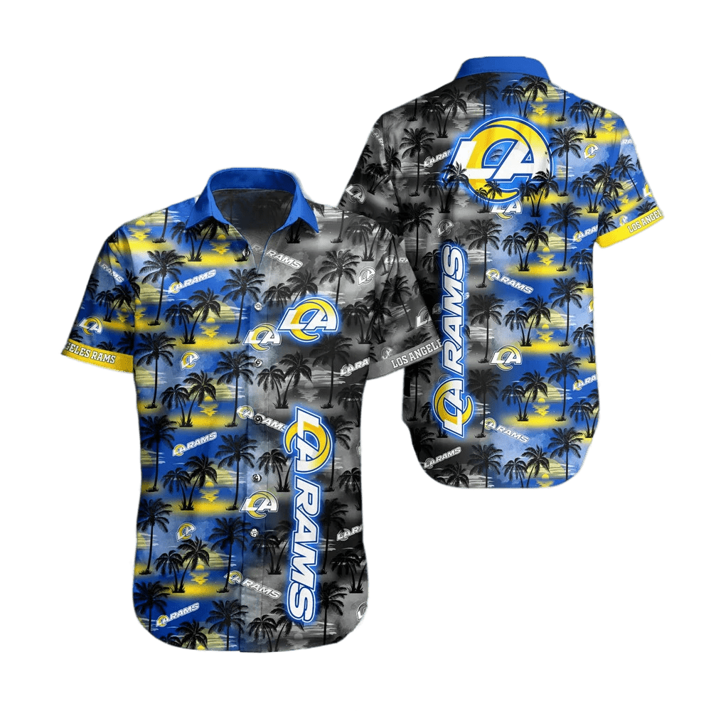 Los Angeles Rams Hawaiian Shirt Los Angeles Rams Palm Trees Island Pattern Blue Grey Hawaii Shirt Los Angeles Rams Aloha Shirt For Women